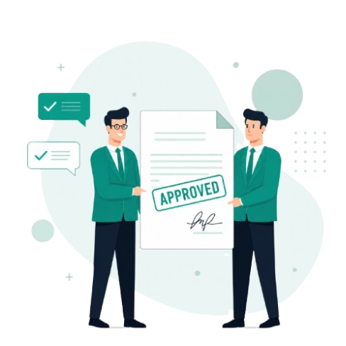 Two finance professionals reviewing documents in a modern office